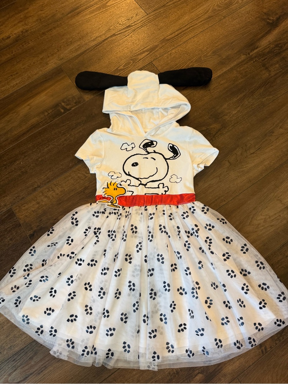 Peanuts Snoopy Paw Print Dress Hoodie Costume girls size 8